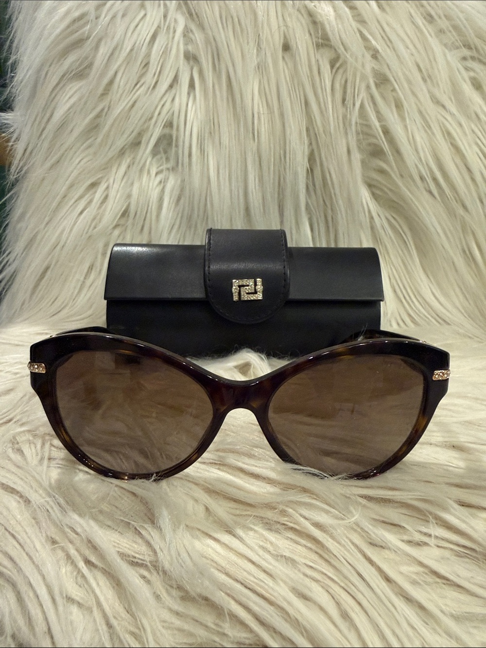 Versace Brown Tortoiseshell Sunglasses with Black Case